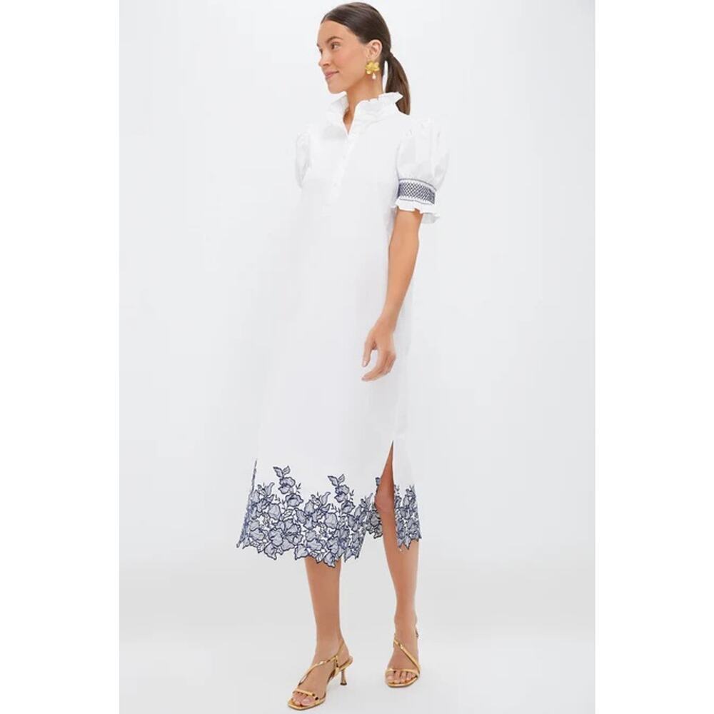 HYACINTH HOUSE Navy Embroidery Eliza Midi Dress Size XS NWT
